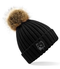 West Highland Terrier Gifts, Faux Fur Chunky Knit Pom Pom Beanie Hat.