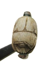 ANCIENT EGYPTIAN GOLD GILDED SCARAB SWIVEL RING