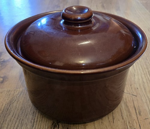 Vintage brown glazed stoneware - brown,
