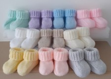  NEW HAND KNITTED NEWBORN BABY  BOOTEES 