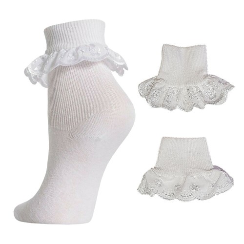 Girls frilly lace socks ankle - frilly,