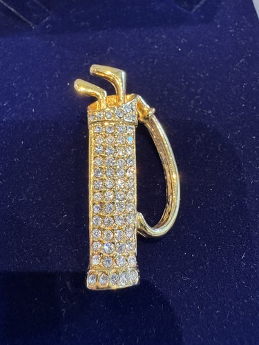 Gold tone rhinestone golf - gold,
