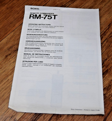 Sony 75t remote commander - rm-75t,