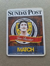 JIM BAXTER RANGERS SUNDAY POST VINTAGE SCOTTISH LEGENDS BEERMAT                 