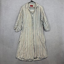Tigerlily Dress Womens 12 Blue Cream Striped Shirt Button Up Lightweight