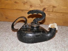Victorian 'A C Wells & Co No 5B' Miners Cast Iron Oil Single Torch Lamp