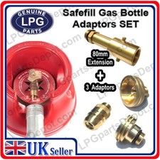 Safefill gas Bottle UK BAYONET adaptor Extension plus EU Adapters SET