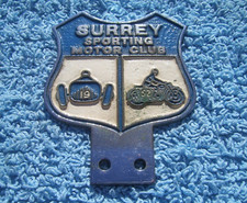 VINTAGE 1960s SURREY SPORTING MOTOR CLUB CAR BADGE~MOTORCYCLE RACING/RALLY/TRIAL