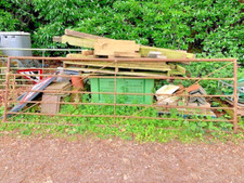 Old solid metal farm field gate - 372cm long plus hinges