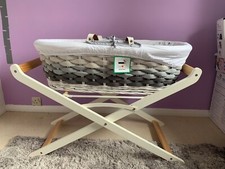 Grey and White Moses basket