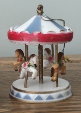 Vintage Christmas Tree Decoration Ornament Carousel Merry Go Round Horses