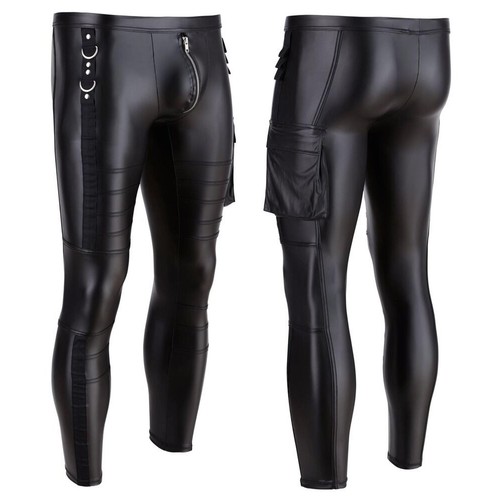 Black faux leather - leather, biker