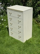 Vintage French style white Olympus tallboy chest of drawers antique  Reproduct