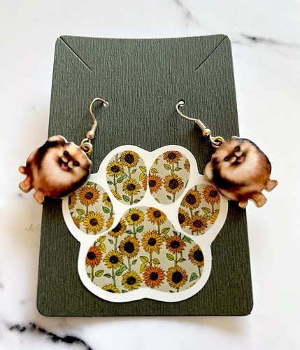 Pomeranian dog dangly earrings - dog,