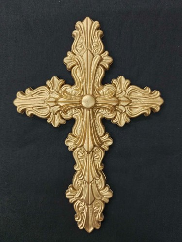 Ornate cross wall art gold - ornate,