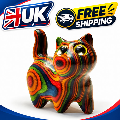 Wooden cat figurine - wooden, hand