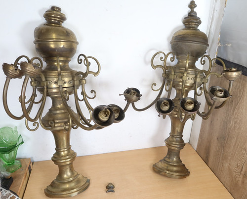 Large brass pair wall - of, light