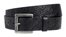 Harley-Davidson Men's Allover Embossed Graphic Belt, Black Leather Size 38