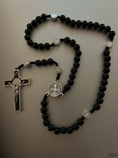 St. Benedict rosary. Catholic. Black Beads.   Free Postage