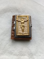 Rosary Box Glass, with glass beads & small Miraculous Medal.