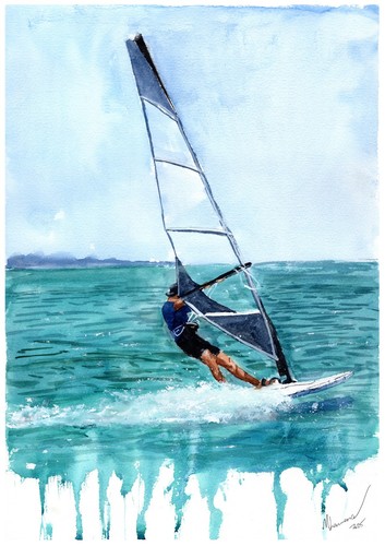 Painting wind surfer - of,