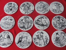 BLACK ARTIST BJORN WIINBLAD TILE CRAZING LINES PLAQUE CHOOSE MONTH