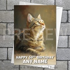 Tabby Cat birthday card. 5x7