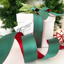 Wire Edged 5 Metres Christmas Ribbon Red / Green Garlands Crafts Bows 'Prince'