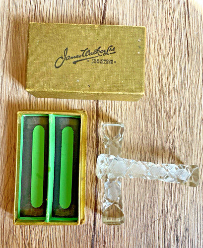 Vintage boxed cut glass knife - vintage,