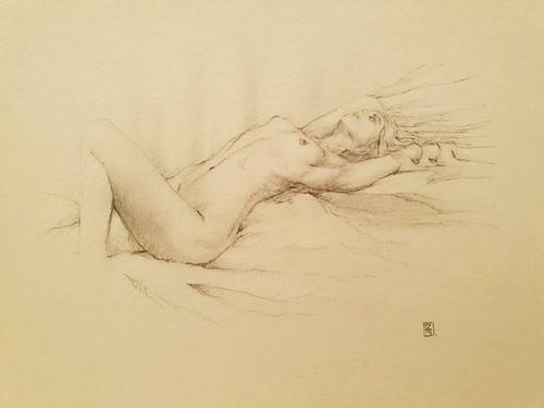 Nude drawing original - drawing, fine