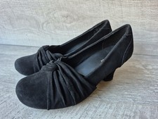 Hotter Amethyst  black suede knot shoes court UK 7.5