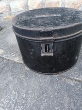 Vintage metal lockable hat box - lockable,