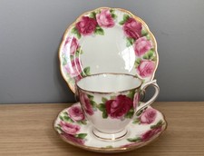 Royal Albert Old English Rose Tea Cup Saucer & Plate Trio VTG English Bone China