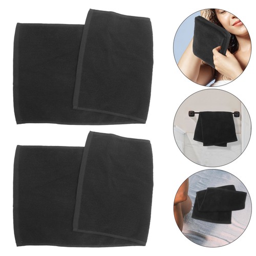 Black cotton hair towel - black, for