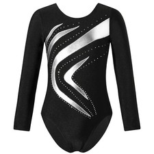 UK Girls Long Sleeve Ballet Gymnastics Leotard Tumbling Dance Bodysuit Dancewear