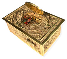 Vintage KARL GRIESBAUM Gilded Singing Bird Box Automaton Music Box (Video Inc.)