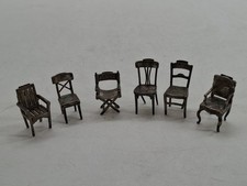 Italian Metal Dollhouse Furniture Silver Tone Chairs Bundle of 6 Vintage
