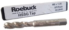MACHINE TAP 1.25 x 33mm M8 SP Spiral Flute 6H HSS-G 72mm Overall ROEBUCK 02-2949