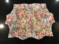 JAMES KENT CHINTZ RECTANGULAR DISH "APPLE BLOSSOM" PATTERN