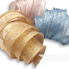 Metallic Lurex Hand Rolled Sinamay Ribbon Trim for Hat Making and Millinery