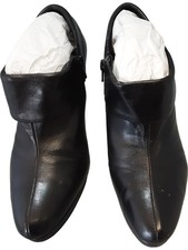 Jane Shilton Pompei Black Leather Booties UK 5.5 Elegant Heel Zip Closure