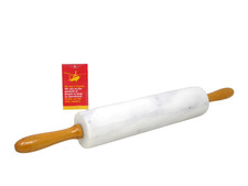 White Marble Marble Rolling Pin With Wooden Handles 18'' BP17