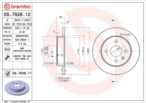 Brembo brake discs solid - 2x,