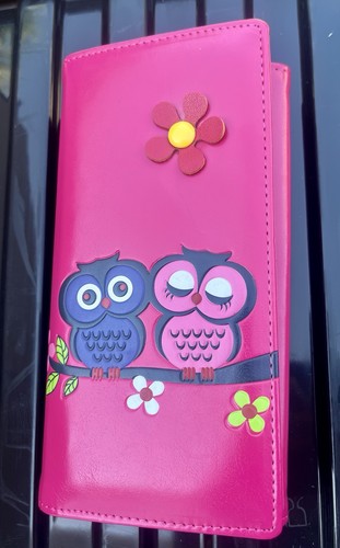 Pink owl long purse wallet - pink,