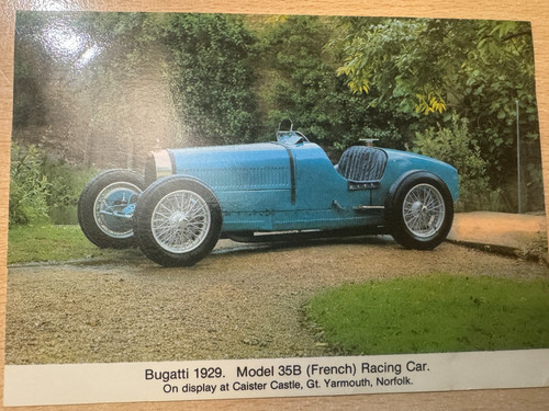 Vintage postcard 1929 bugatti - vintage,