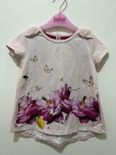 Baby Girls Designer Ted Baker Pink Floral Short Sleeve Top 18-24m