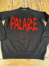 PALACE SKATEBOARDS "Solidarity" Black & Red Relaxed Fit JUMPER, Flawed!