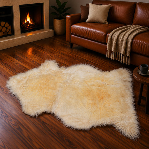 Genuine ivory sheepskin rug - ivory,