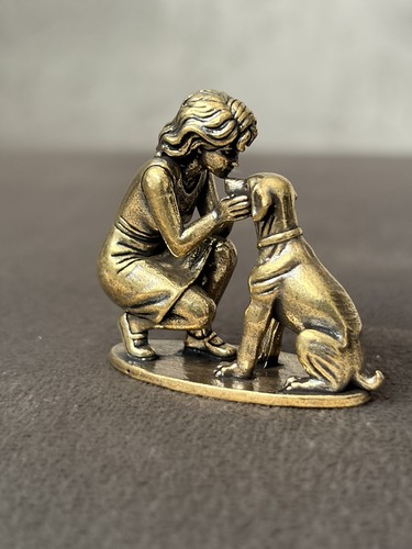 Solid brass girl sitting - girl,