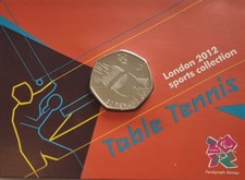 2012 LONDON OLYMPIC SPORTS 2011 TABLE TENNIS 50p COIN UNC SEALED IN CARD